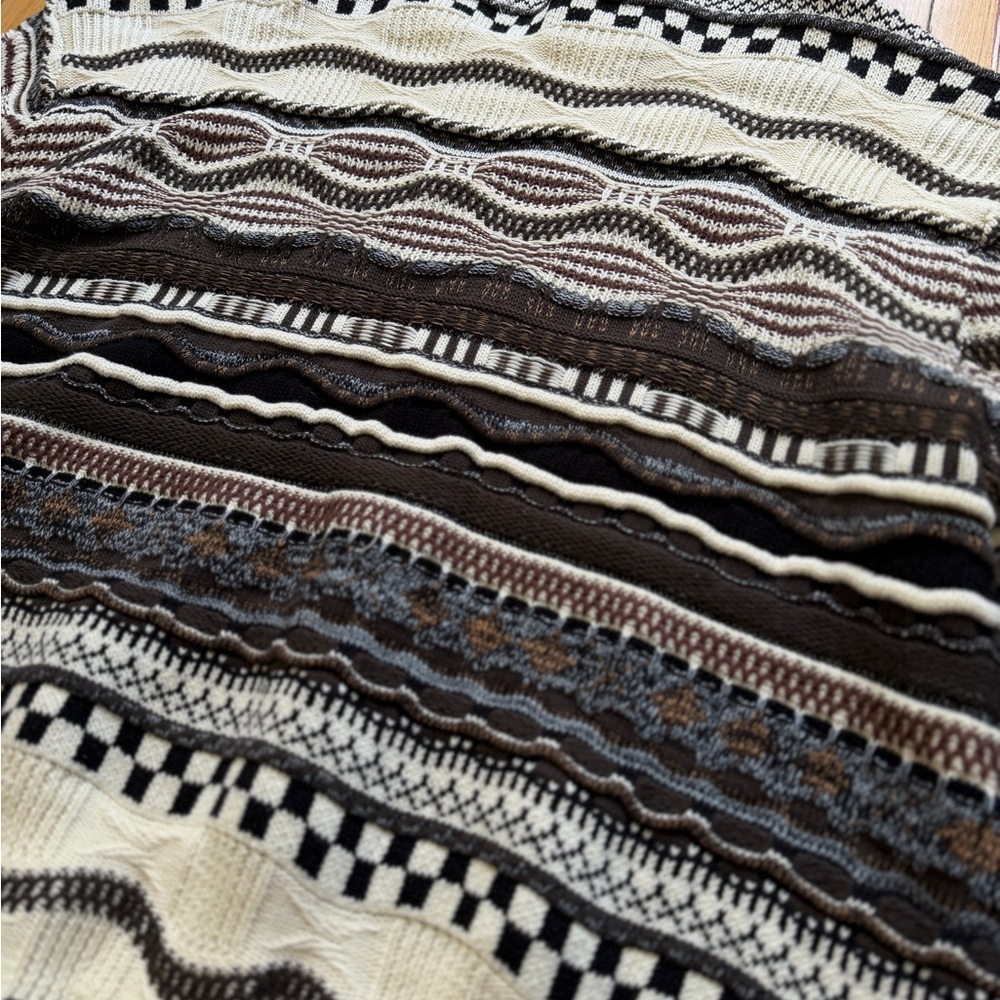 VTG 90s Unbranded Coogi Style 3D Knit Multicolored Grandpa Sweater Sz. XL - Picture 6 of 7